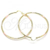 Oro Laminado Extra Large Hoop, Gold Filled Style Diamond Cutting Finish, Tricolor, 02.213.0242.70