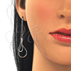 Sterling Silver Long Earring, Teardrop Design, Polished, Rhodium Finish, 02.285.0102