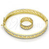 Oro Laminado Set Bangle, Gold Filled Style Diamond Cutting Finish, Two Tone, 13.99.0002.05.09 (09 MM Thickness, Size 9)