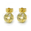 Oro Laminado Stud Earring, Gold Filled Style Love Knot Design, Polished, Golden Finish, 02.213.0165