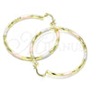 Oro Laminado Large Hoop, Gold Filled Style Diamond Cutting Finish, Tricolor, 02.213.0249.50