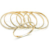Oro Laminado Semanario Bangle, Gold Filled Style Flower Design, Diamond Cutting Finish, Golden Finish, 07.168.0027