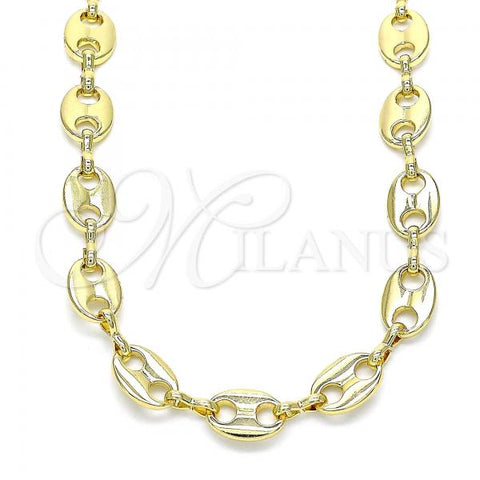 Oro Laminado Basic Necklace, Gold Filled Style Puff Mariner Design, Polished, Golden Finish, 04.326.0002.24