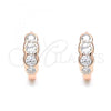 Sterling Silver Huggie Hoop, with White Cubic Zirconia, Polished, Rose Gold Finish, 02.332.0077.1.13
