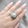 Stainless Steel Elegant Ring, with White Pearl, Polished, Steel Finish, 01.63.0664.10
