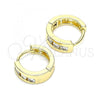 Oro Laminado Huggie Hoop, Gold Filled Style with White Cubic Zirconia, Polished, Golden Finish, 02.210.0641.12