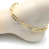 Oro Laminado Basic Anklet, Gold Filled Style Paperclip Design, Polished, Golden Finish, 04.378.0001.10