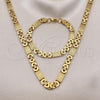 Stainless Steel Necklace and Bracelet, Polished, Golden Finish, 06.116.0049.2
