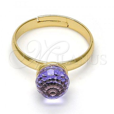 Oro Laminado Multi Stone Ring, Gold Filled Style with Amethyst Swarovski Crystals, Polished, Golden Finish, 01.239.0006.7 (One size fits all)