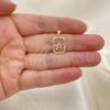 Oro Laminado Fancy Pendant, Gold Filled Style Initials Design, Polished, Golden Finish, 05.02.0069.1