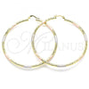 Oro Laminado Extra Large Hoop, Gold Filled Style Diamond Cutting Finish, Tricolor, 02.213.0245.70