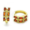 Oro Laminado Huggie Hoop, Gold Filled Style with Garnet Cubic Zirconia, Polished, Golden Finish, 02.210.0730.1.15