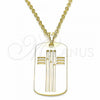 Oro Laminado Religious Pendant, Gold Filled Style Cross Design, Polished, Golden Finish, 05.09.0064
