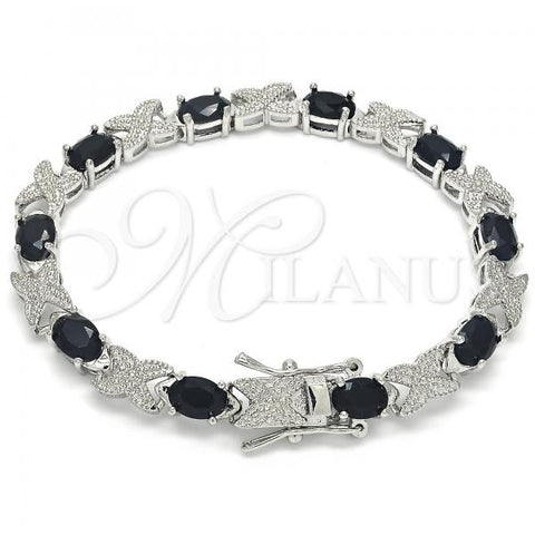 Rhodium Plated Tennis Bracelet, with Black Cubic Zirconia, Polished, Rhodium Finish, 03.168.0026.6.07