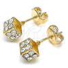 Oro Laminado Stud Earring, Gold Filled Style with White Crystal, Polished, Golden Finish, 02.63.2496 *PROMO*