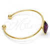 Oro Laminado Individual Bangle, Gold Filled Style with Amethyst Swarovski Crystals, Polished, Golden Finish, 07.239.0006.7 (02 MM Thickness, One size fits all)