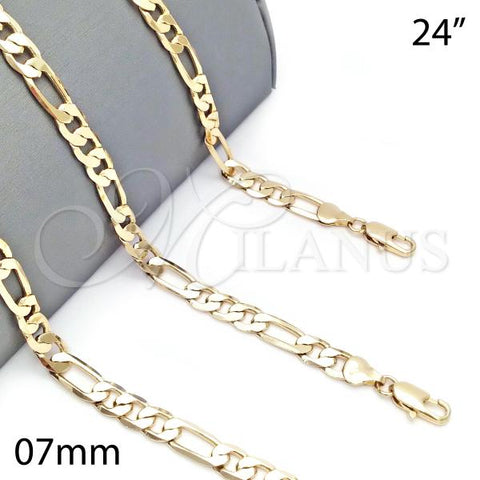 Oro Laminado Basic Necklace, Gold Filled Style Figaro Design, Polished, Golden Finish, 5.222.012.24