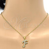 Stainless Steel Pendant Necklace, Initials and Rolo Design, with White Crystal, Polished, Golden Finish, 04.238.0005.18
