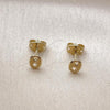 Oro Laminado Stud Earring, Gold Filled Style Puff Mariner Design, Polished, Golden Finish, 02.213.0825