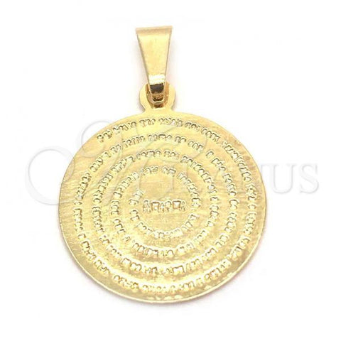 Oro Laminado Religious Pendant, Gold Filled Style Prayer Design, Polished, Golden Finish, 05.32.0076