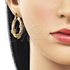 Oro Laminado Medium Hoop, Gold Filled Style Hollow and Twist Design, Polished, Golden Finish, 02.170.0530.30