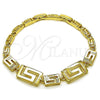 Oro Laminado Fancy Bracelet, Gold Filled Style Greek Key Design, Polished, Golden Finish, 03.213.0389.07