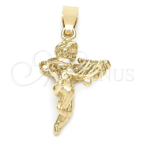 Oro Laminado Religious Pendant, Gold Filled Style Angel Design, Golden Finish, 5.182.020