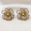 Oro Laminado Stud Earring, Gold Filled Style Flower and Ball Design, Polished, Golden Finish, 02.282.0035