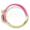 Oro Laminado Individual Bangle, Gold Filled Style Heart Design, with Fuchsia Swarovski Crystals and White Micro Pave, Polished, Golden Finish, 07.239.0008.3 (03 MM Thickness, One size fits all)