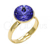 Oro Laminado Multi Stone Ring, Gold Filled Style with Tanzanite Swarovski Crystals, Polished, Golden Finish, 01.239.0001.8 (One size fits all)