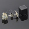Oro Laminado Stud Earring, Gold Filled Style Flower Design, White Enamel Finish, Golden Finish, 02.64.0262 *PROMO*