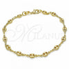 Oro Laminado Basic Bracelet, Gold Filled Style Puff Mariner Design, Polished, Golden Finish, 04.09.0185.07
