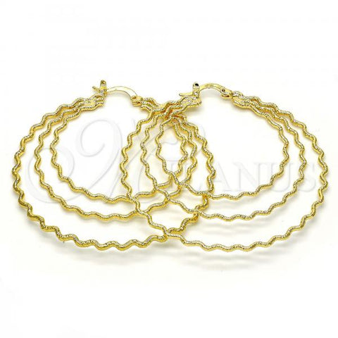 Oro Laminado Large Hoop, Gold Filled Style Diamond Cutting Finish, Golden Finish, 02.168.0046.55