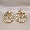 Oro Laminado Stud Earring, Gold Filled Style Hollow Design, Diamond Cutting Finish, Golden Finish, 02.196.0121