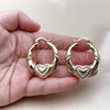 Oro Laminado Medium Hoop, Gold Filled Style Heart and Hollow Design, Polished, Golden Finish, 02.170.0507.1.35