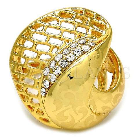 Oro Laminado Multi Stone Ring, Gold Filled Style with White Crystal, Polished, Golden Finish, 01.241.0021.08 (Size 8)