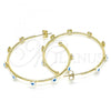 Oro Laminado Medium Hoop, Gold Filled Style Evil Eye Design, White Enamel Finish, Golden Finish, 02.213.0219.1.40