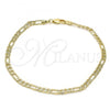 Oro Laminado Basic Anklet, Gold Filled Style Figaro Design, Polished, Golden Finish, 04.213.0142.10
