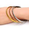 Stainless Steel Trio Bangle, Polished, Tricolor, 07.249.0001.06 (06 MM Thickness, Size 6 - 2.75 Diameter)