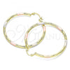 Oro Laminado Large Hoop, Gold Filled Style Diamond Cutting Finish, Tricolor, 02.213.0152.1.50