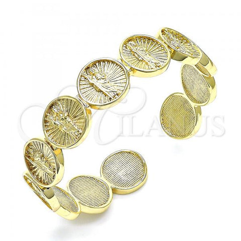 Oro Laminado Individual Bangle, Gold Filled Style San Judas Design, Polished, Golden Finish, 07.253.0019