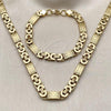 Stainless Steel Necklace and Bracelet, Infinite Design, Polished, Golden Finish, 06.116.0007.1