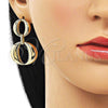 Oro Laminado Long Earring, Gold Filled Style Chunky Design, Polished, Golden Finish, 02.213.0616