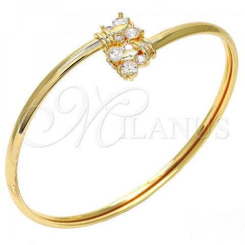 Oro Laminado Individual Bangle, Gold Filled Style Butterfly Design, with White Cubic Zirconia, Polished, Golden Finish, 07.193.0018.1 (04 MM Thickness, One size fits all)