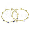 Oro Laminado Medium Hoop, Gold Filled Style Evil Eye Design, Blue Enamel Finish, Golden Finish, 02.213.0219.40