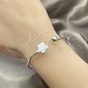 Sterling Silver Individual Bangle, Four-leaf Clover Design, Polished, Silver Finish, 07.409.0003