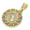 Oro Laminado Religious Pendant, Gold Filled Style Hand and Heart Design, Polished, Golden Finish, 05.351.0141