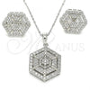 Sterling Silver Earring and Pendant Adult Set, with White Cubic Zirconia, Polished, Rhodium Finish, 10.286.0038