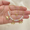Oro Laminado Fancy Anklet, Gold Filled Style Elephant and Ball Design, with Ivory Pearl, Polished, Golden Finish, 03.32.0632.10
