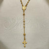 Oro Laminado Thin Rosary, Gold Filled Style Divino Niño and Crucifix Design, Polished, Golden Finish, 09.09.0011.18